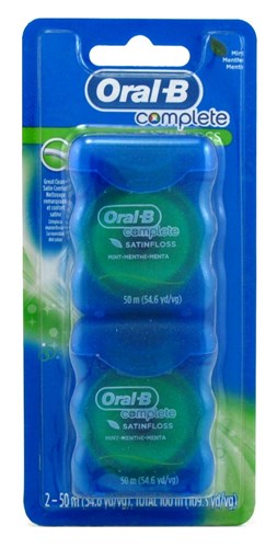 Oral-B Complete SatinFloss Dental Floss Mint, Twin pack, 50M x 2 Ea